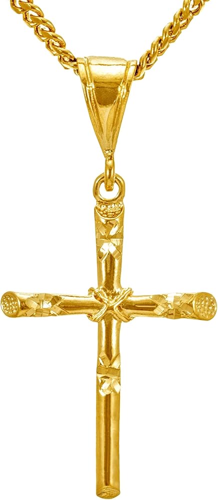 LIFETIME JEWELRY Large Cross Necklace Chain for Men and Women 24k